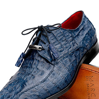 Marco Di Milano Apricena Men's Shoes Navy Exotic Crocodile Derby Oxfords (MDM1010)-AmbrogioShoes