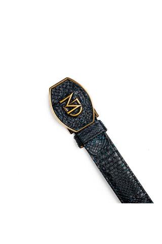 Marco Di Milano Arkansas Men’s Black & Blue Genuine Python Skin Belt (MDMB1046)