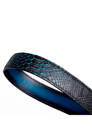 Marco Di Milano Arkansas Men’s Black & Blue Genuine Python Skin Belt (MDMB1046)