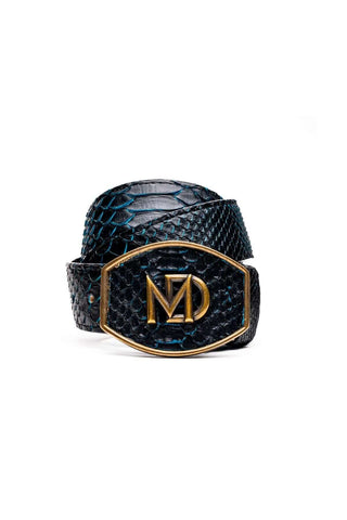 Marco Di Milano Arkansas Men’s Black & Blue Genuine Python Skin Belt (MDMB1046)