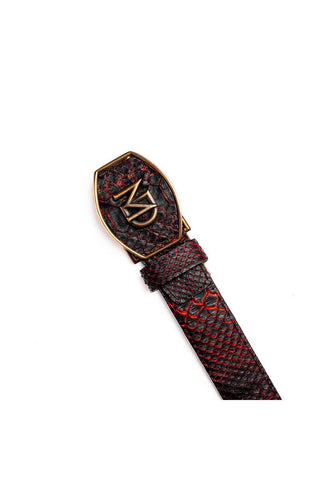 Marco Di Milano Arkansas Men’s Black Cherry Genuine Python Skin Belt (MDMB1046)