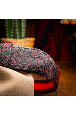 Marco Di Milano Arkansas Men’s Black Cherry Genuine Python Skin Belt (MDMB1046)