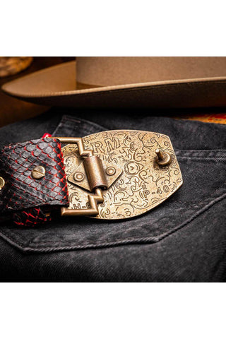 Marco Di Milano Arkansas Men’s Black Cherry Genuine Python Skin Belt (MDMB1046)