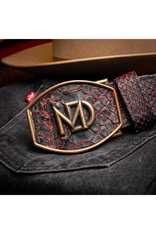Marco Di Milano Arkansas Men’s Black Cherry Genuine Python Skin Belt (MDMB1046)