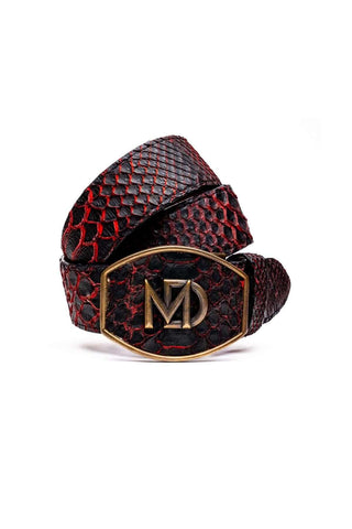 Marco Di Milano Arkansas Men’s Black Cherry Genuine Python Skin Belt (MDMB1046)