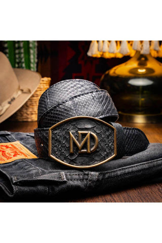 Marco Di Milano Arkansas Men’s Black Genuine Python Skin Belt (MDMB1046)