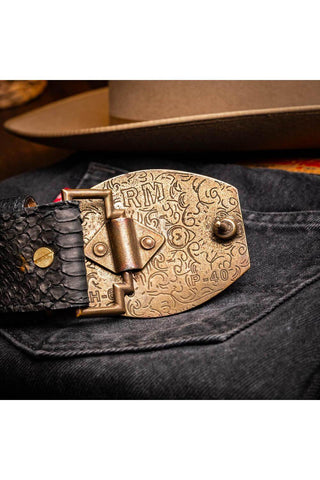 Marco Di Milano Arkansas Men’s Black Genuine Python Skin Belt (MDMB1046)