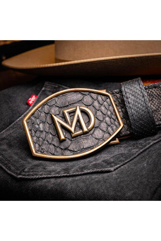 Marco Di Milano Arkansas Men’s Black Genuine Python Skin Belt (MDMB1046)