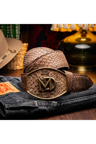 Marco Di Milano Arkansas Men’s Brown Genuine Python Skin Belt (MDMB1046)