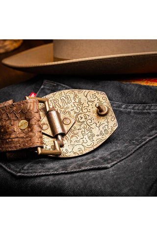 Marco Di Milano Arkansas Men’s Brown Genuine Python Skin Belt (MDMB1046)