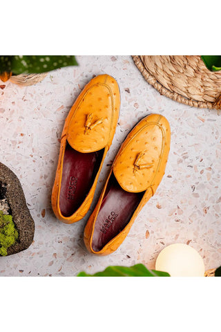 Marco Di Milano Aubiere Buttercup Ostrich Tassels Loafers (MDM1198)