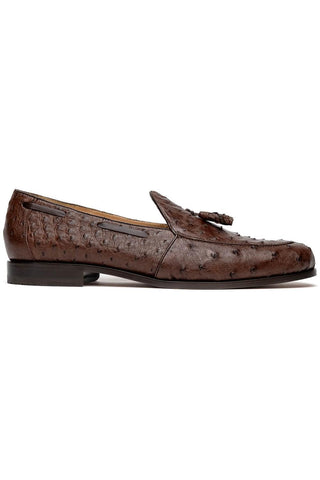 Marco Di Milano Aubiere Exotic Brown Ostrich Tassels Loafers (MDM1198)