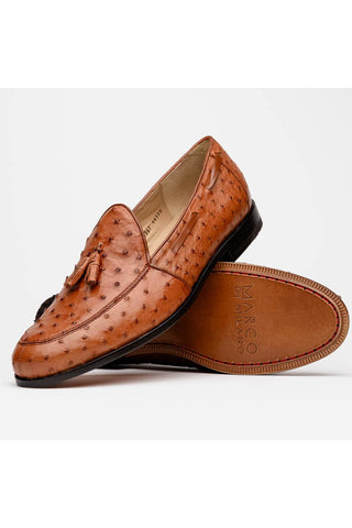 Marco Di Milano Aubiere Exotic Cognac Ostrich Tassels Loafers (MDM1198)
