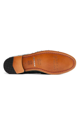 Marco Di Milano Aubiere Exotic Forest Green Ostrich Tassels Loafers (MDM1198)