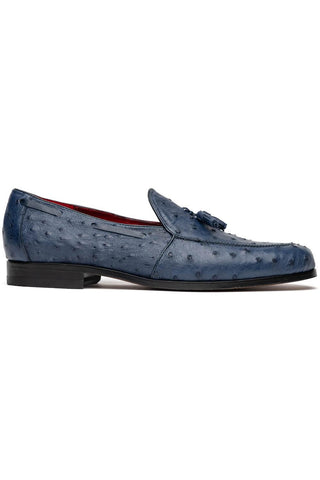 Marco Di Milano Aubiere Exotic Navy Ostrich Tassel Loafers (MDM1198)