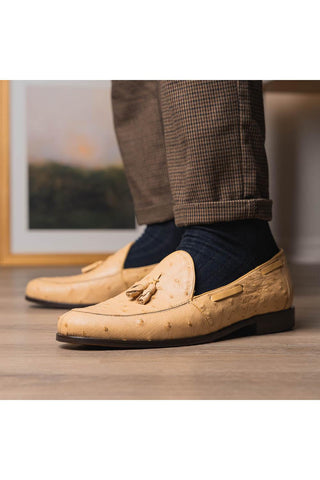 Marco Di Milano Aubiere Exotic Ostrich Tassels Loafers (MDM1198)