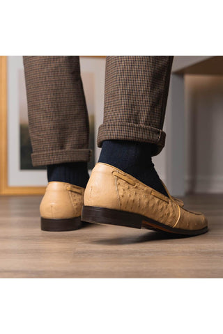 Marco Di Milano Aubiere Exotic Ostrich Tassels Loafers (MDM1198)