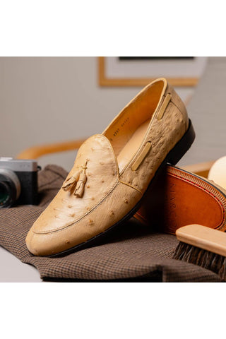 Marco Di Milano Aubiere Exotic Ostrich Tassels Loafers (MDM1198)