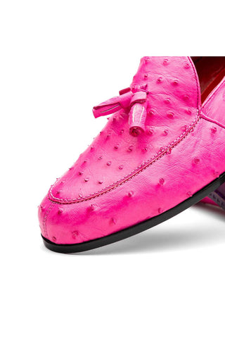 Marco Di Milano Aubiere Exotic Pink Ostrich Tassels Loafers (MDM1198)