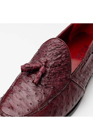Marco Di Milano Aubiere Exotic Wine Ostrich Tassels Loafers (MDM1198)