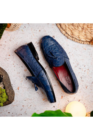 Marco Di Milano Aubiere Navy Ostrich Tassel Loafers (MDM1198)