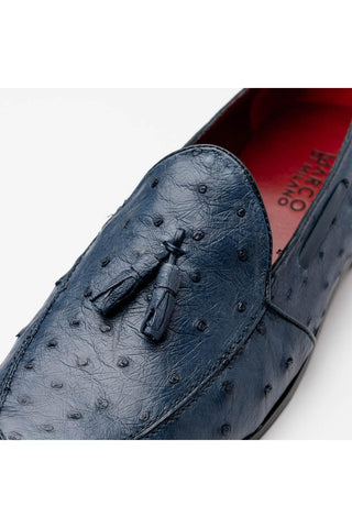 Marco Di Milano Aubiere Navy Ostrich Tassel Loafers (MDM1198)