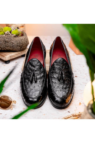 Marco Di Milano Aubiere Ostrich Tassel Loafers - Black