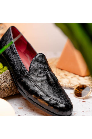 Marco Di Milano Aubiere Ostrich Tassel Loafers - Black