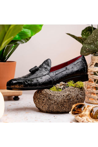 Marco Di Milano Aubiere Ostrich Tassel Loafers - Black