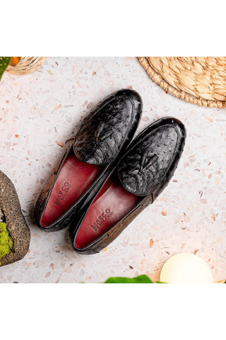 Marco Di Milano Aubiere Ostrich Tassel Loafers - Black