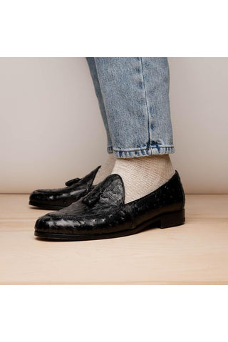 Marco Di Milano Aubiere Ostrich Tassel Loafers - Black