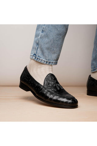 Marco Di Milano Aubiere Ostrich Tassel Loafers - Black