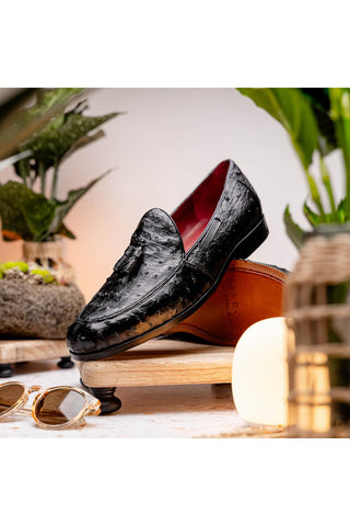 Marco Di Milano Aubiere Ostrich Tassel Loafers - Black