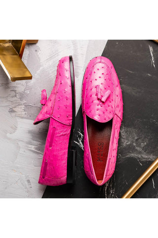 Marco Di Milano Aubiere Pink Ostrich Tassels Loafers (MDM1198)
