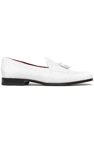 Marco Di Milano Aubiere White Ostrich Tassels Loafers (MDM1198)