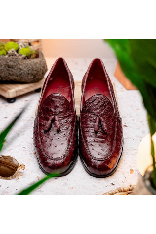 Marco Di Milano Aubiere Wine Ostrich Tassels Loafers (MDM1198)