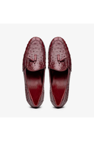 Marco Di Milano Aubiere Wine Ostrich Tassels Loafers (MDM1198)