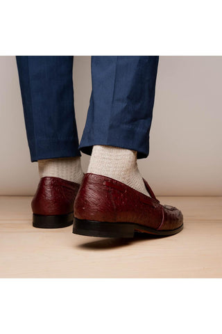 Marco Di Milano Aubiere Wine Ostrich Tassels Loafers (MDM1198)