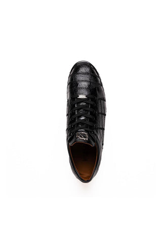 Marco Di Milano Bari Black Genuine Patchwork Lizard Skin Fashion Sneakers (MDM1142)