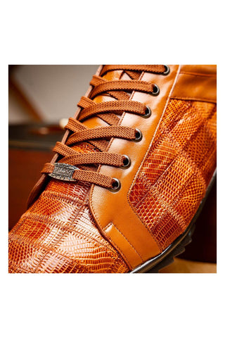Marco Di Milano Bari Cognac Genuine Patchwork Lizard Skin Sneakers (MDM1142)