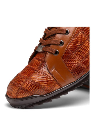 Marco Di Milano Bari Cognac Genuine Patchwork Lizard Skin Sneakers (MDM1142)