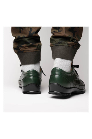 Marco Di Milano Bari Green Genuine Patchwork Lizard Skin Fashion Sneakers (MDM1142)