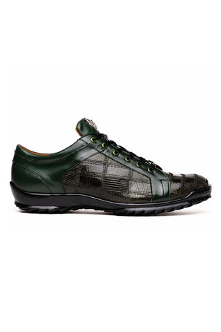 Marco Di Milano Bari Green Genuine Patchwork Lizard Skin Fashion Sneakers (MDM1142)