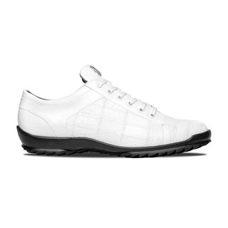 Marco Di Milano Bari Men's Shoes White Genuine Patchwork Lizard Skin Fashion Sneakers (MDM1142)-AmbrogioShoes