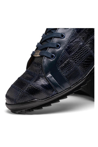 Marco Di Milano Bari Navy Genuine Patchwork Lizard Skin Sneakers (MDM1142)