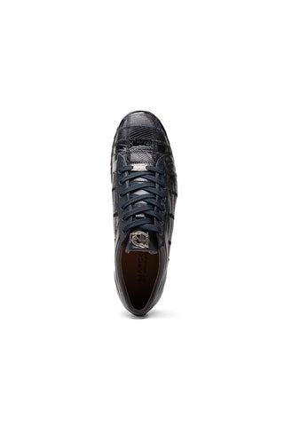 Marco Di Milano Bari Navy Genuine Patchwork Lizard Skin Sneakers (MDM1142)