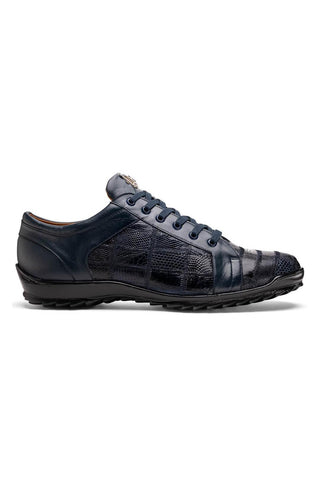 Marco Di Milano Bari Navy Genuine Patchwork Lizard Skin Sneakers (MDM1142)