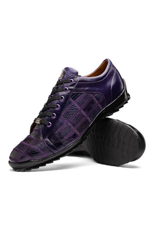 Marco Di Milano Bari Purple Genuine Patchwork Lizard Skin Fashion Sneakers (MDM1142)