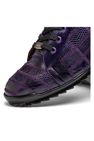 Marco Di Milano Bari Purple Genuine Patchwork Lizard Skin Fashion Sneakers (MDM1142)
