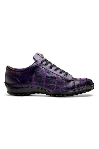 Marco Di Milano Bari Purple Genuine Patchwork Lizard Skin Fashion Sneakers (MDM1142)